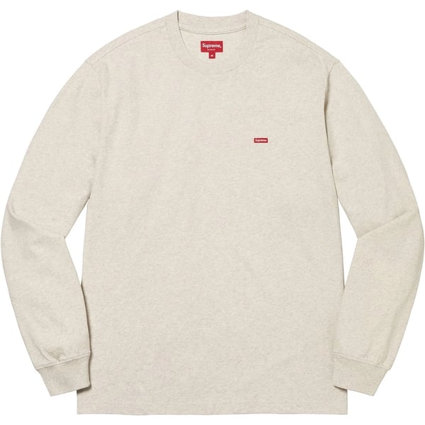 Supreme Small Box L/S Tee - Oatmeal (front)