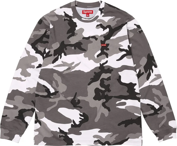 Supreme Small Box L/S Tee - Snow Camo (front)