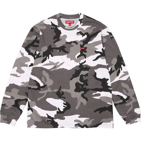 Supreme Small Box L/S Tee - Snow Camo (front)