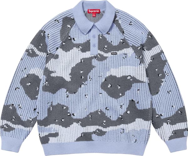 Supreme Small Box Polo Sweater - Blue Camo (front)