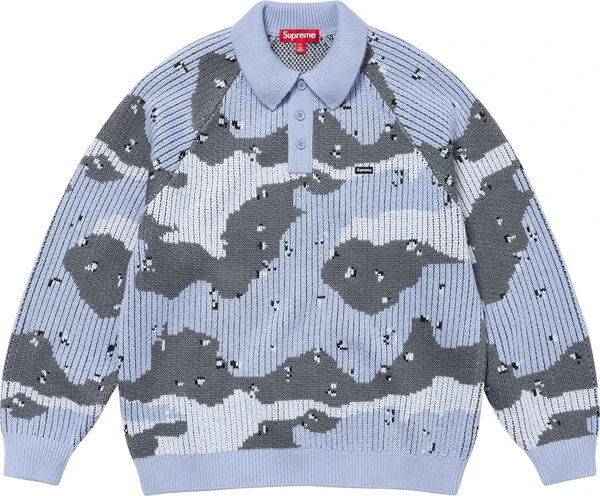 Supreme Small Box Polo Sweater - Blue Camo (front)