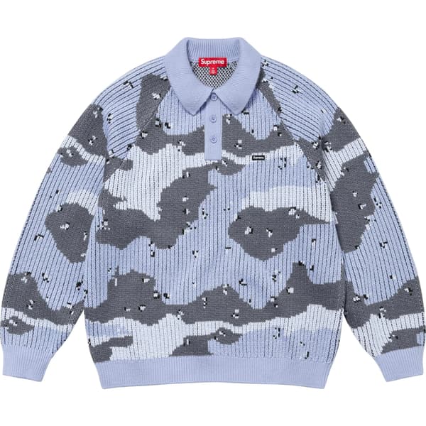 Supreme Small Box Polo Sweater - Blue Camo (front)