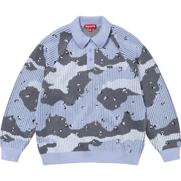 Supreme Small Box Polo Sweater - Blue Camo (front)