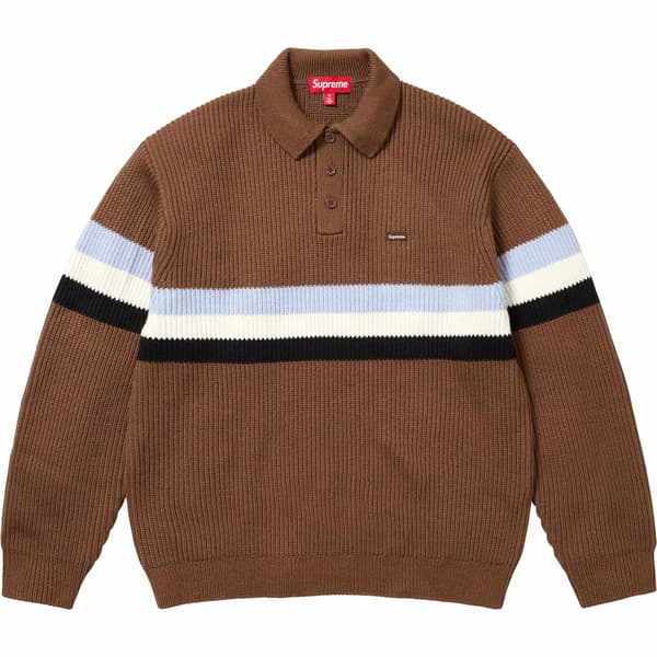 Supreme Small Box Polo Sweater - Dark Brown (front)