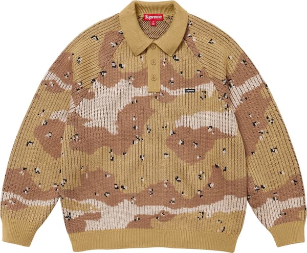 Supreme Small Box Polo Sweater - Desert Camo (front)