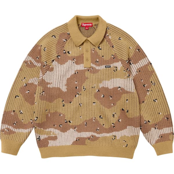 Supreme Small Box Polo Sweater - Desert Camo (front)