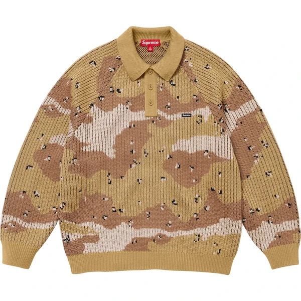 Supreme Small Box Polo Sweater - Desert Camo (front)