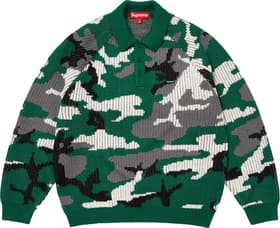 Supreme Small Box Polo Sweater Green Camo