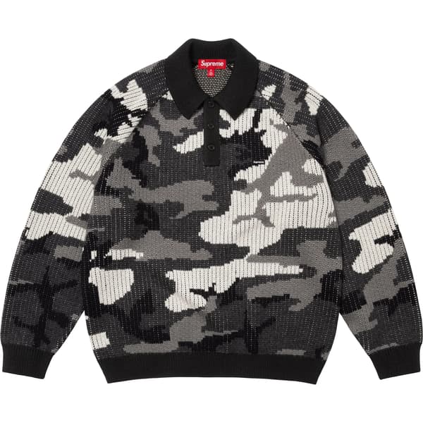 Supreme Small Box Polo Sweater - Snow Camo (front)