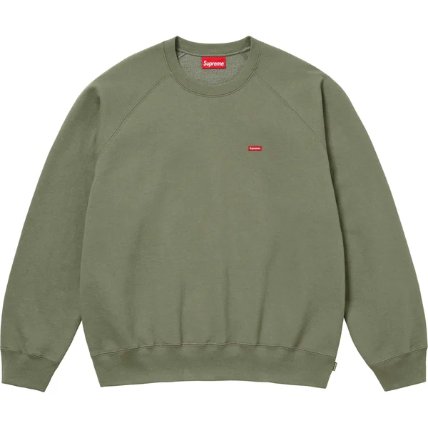 Supreme Small Box Raglan Crewneck - Light Olive (front)