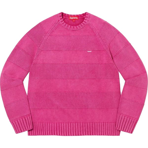 Supreme Small Box Stripe Sweater - Fuchsia (front)