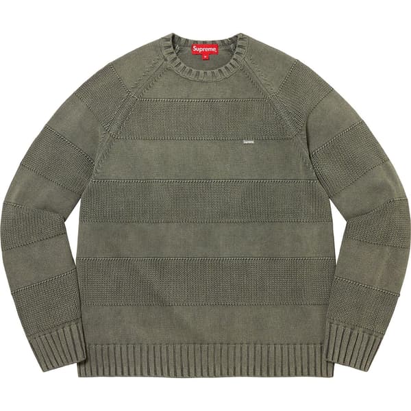 Supreme Small Box Stripe Sweater - Light Olive (front)