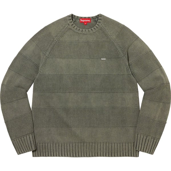 Supreme Small Box Stripe Sweater - Light Olive (front)