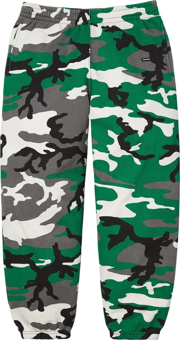 Supreme Small Box Sweatpant - Green Camo (front)