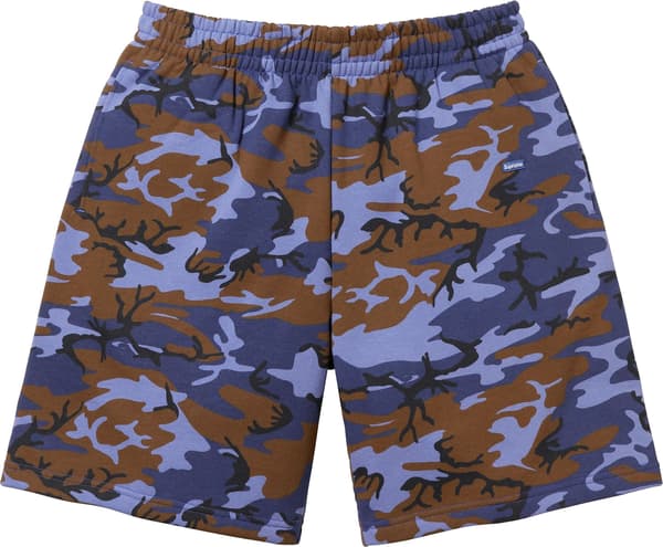 Supreme Small Box Sweatshort - Blue Camo (front)