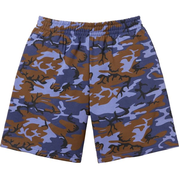 Supreme Small Box Sweatshort - Blue Camo (front)