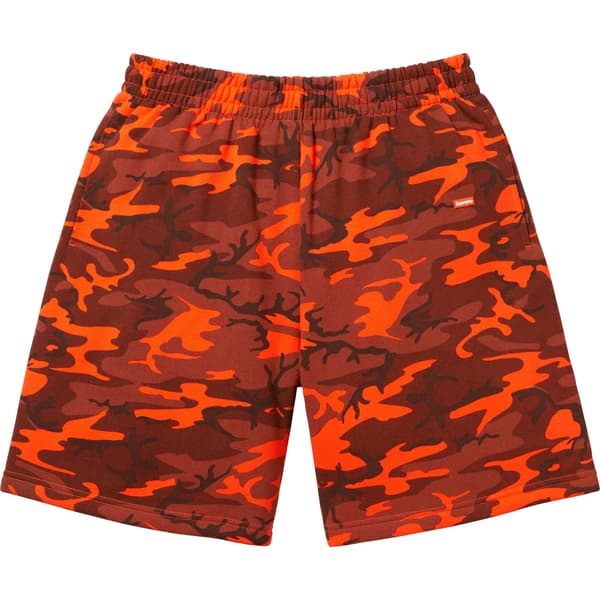 Supreme Small Box Sweatshort - Bright Orange Camo (front)