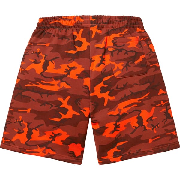 Supreme Small Box Sweatshort - Bright Orange Camo (front)