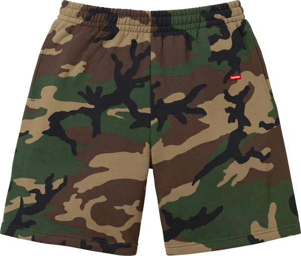 Supreme Small Box Sweatshort - Woodland Camo (front)