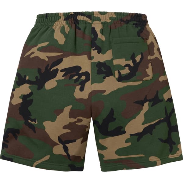 Supreme Small Box Sweatshort - Woodland Camo (front)