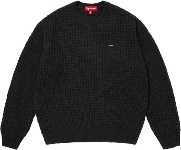 Supreme Small Box Waffle Sweater - Black (front)