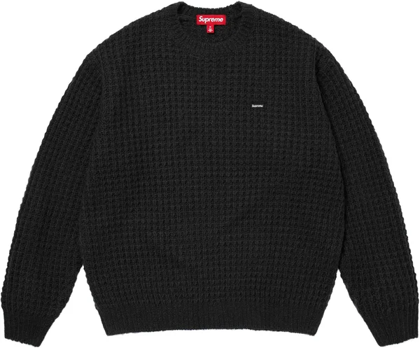 Supreme Small Box Waffle Sweater - Black (front)