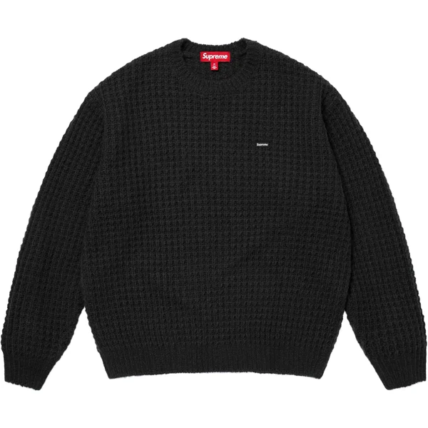 Supreme Small Box Waffle Sweater - Black (front)