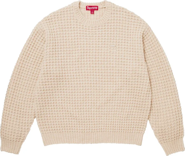 Supreme Small Box Waffle Sweater - Natural (front)