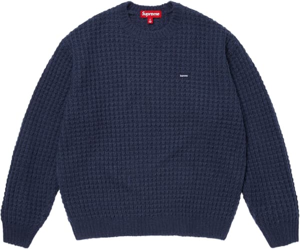 Supreme Small Box Waffle Sweater - Navy (front)