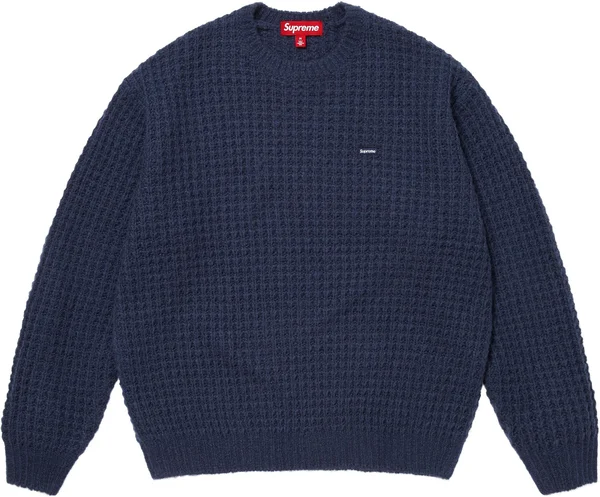 Supreme Small Box Waffle Sweater - Navy (front)