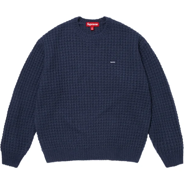 Supreme Small Box Waffle Sweater - Navy (front)