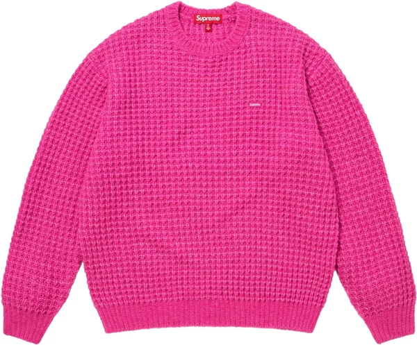 Supreme Small Box Waffle Sweater - Pink (front)