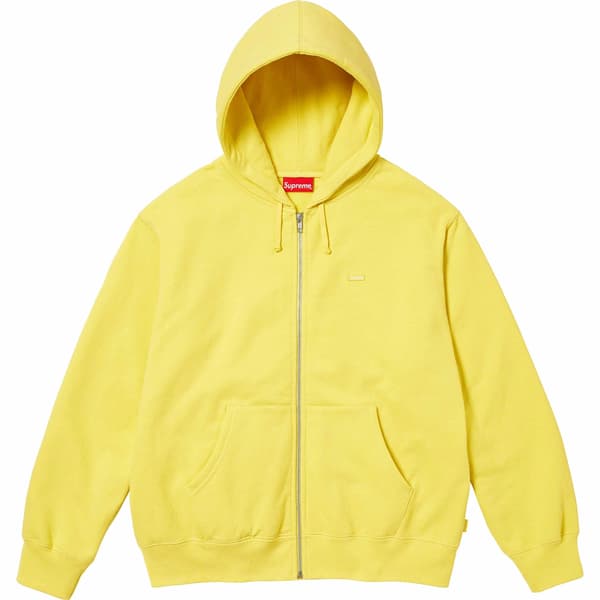 Supreme Small Box Zip Up Hooded Sweatshirt - Acid Yellow (front)