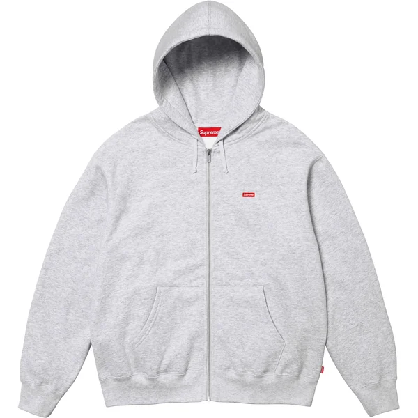 Supreme Small Box Zip Up Hooded Sweatshirt - Ash Grey (front)