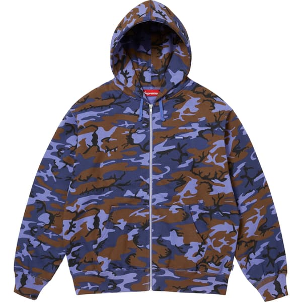 Supreme Small Box Zip Up Hooded Sweatshirt - Blue Camo (front)