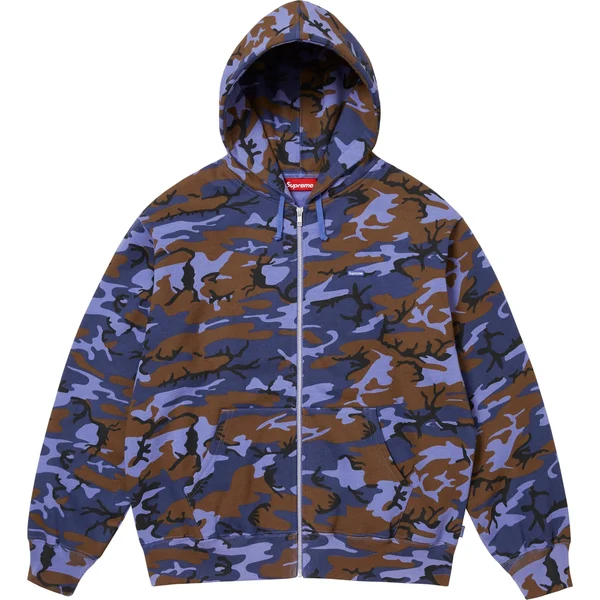 Supreme Small Box Zip Up Hooded Sweatshirt - Blue Camo (front)