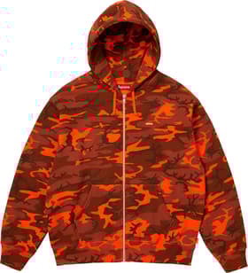 Supreme Small Box Zip Up Hooded Sweatshirt Bright Orange Camo