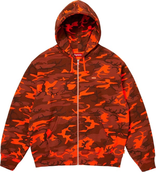Supreme Small Box Zip Up Hooded Sweatshirt - Bright Orange Camo (front)