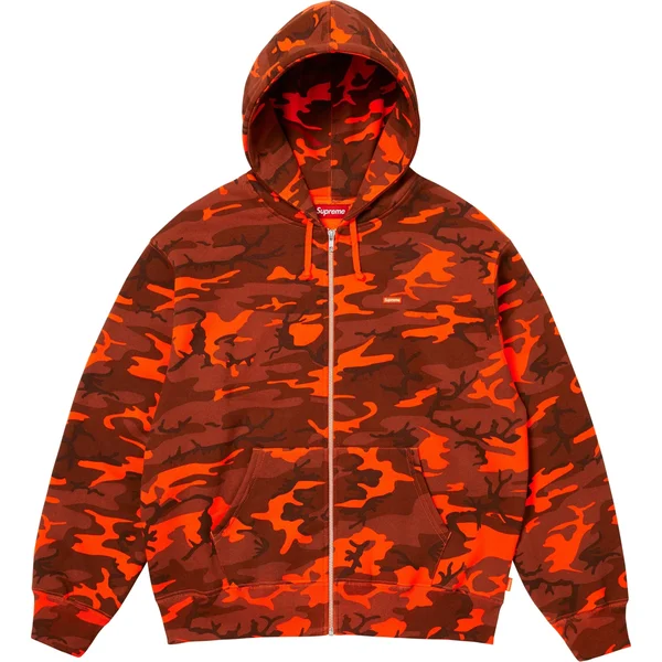 Supreme Small Box Zip Up Hooded Sweatshirt - Bright Orange Camo (front)
