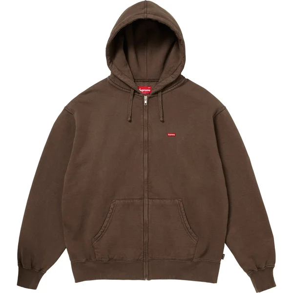 Supreme Small Box Zip Up Hooded Sweatshirt - Dark Brown (front)