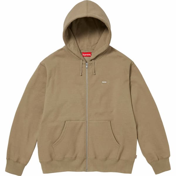 Supreme Small Box Zip Up Hooded Sweatshirt - Dark Sand (front)