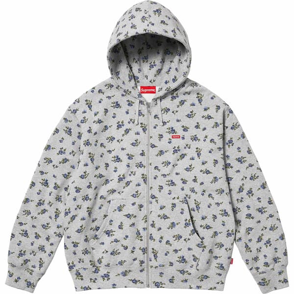 Supreme Small Box Zip Up Hooded Sweatshirt - Flowers (front)