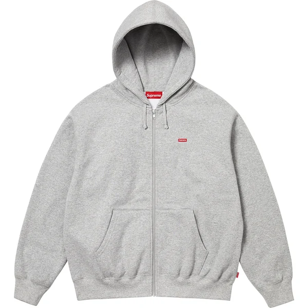 Supreme Small Box Zip Up Hooded Sweatshirt - Heather Grey (front)