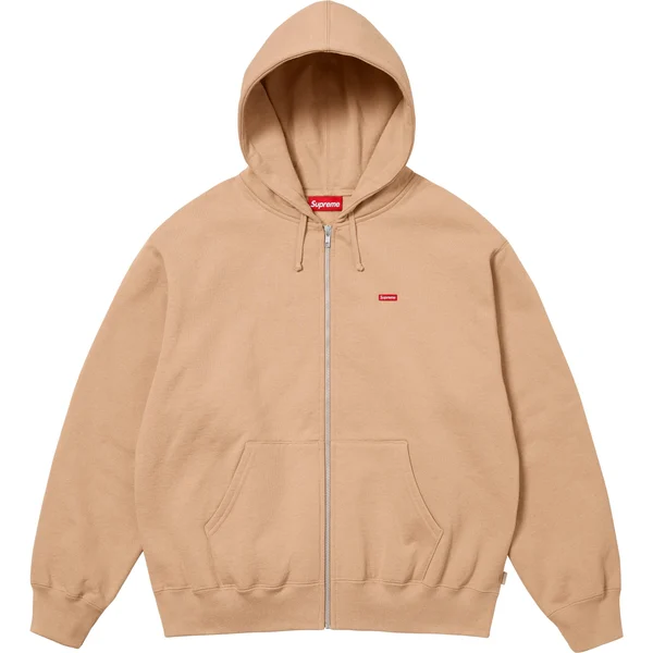 Supreme Small Box Zip Up Hooded Sweatshirt - Khaki (front)
