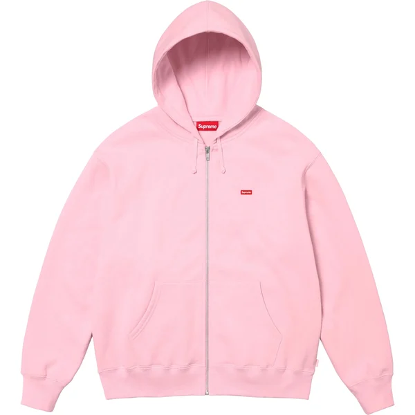 Supreme Small Box Zip Up Hooded Sweatshirt - Light Pink (front)