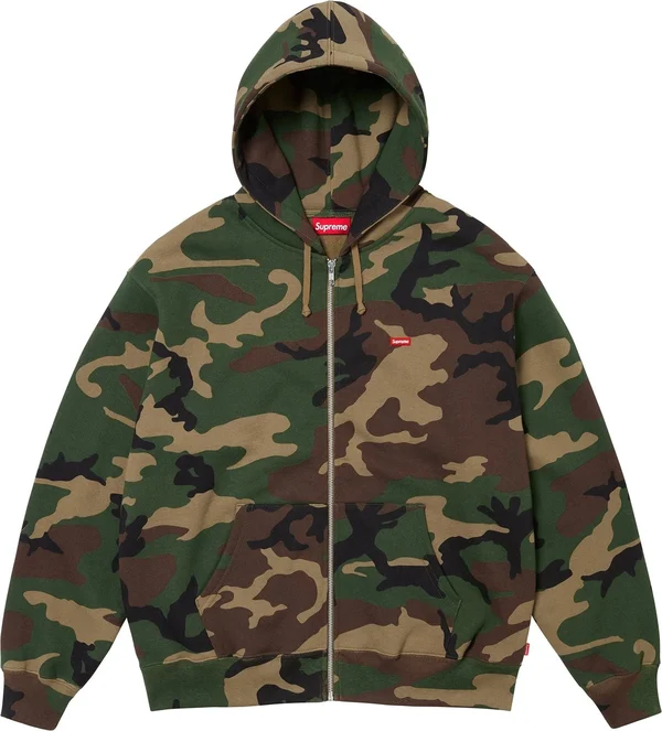 Supreme Small Box Zip Up Hooded Sweatshirt - Woodland Camo (front)