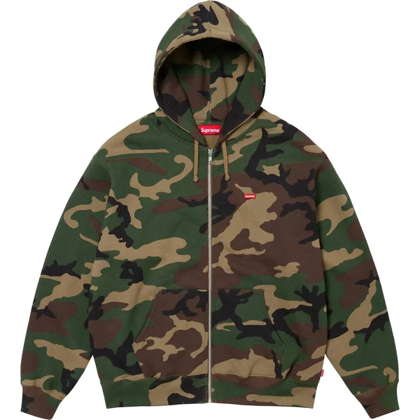 Supreme Small Box Zip Up Hooded Sweatshirt - Woodland Camo (front)