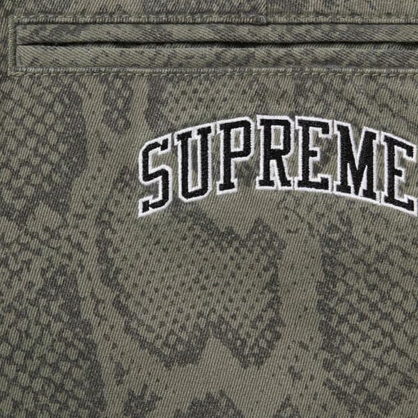 Supreme Snake Print Chino Pant - Olive (front)