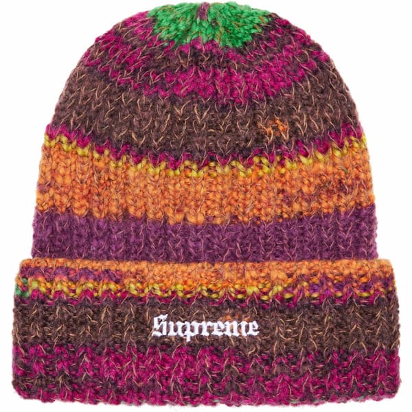 Supreme Space Dye Stripe Beanie - Brown (front)