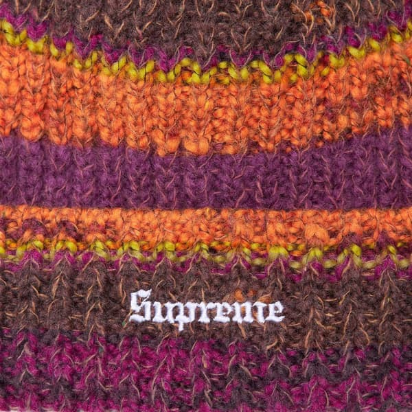 Supreme Space Dye Stripe Beanie - Brown (front)